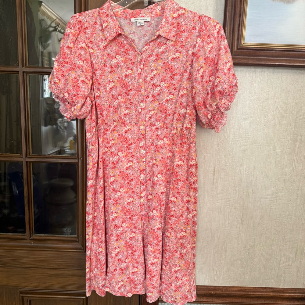American Eagle Outfitters Pink Floral Midi Dress